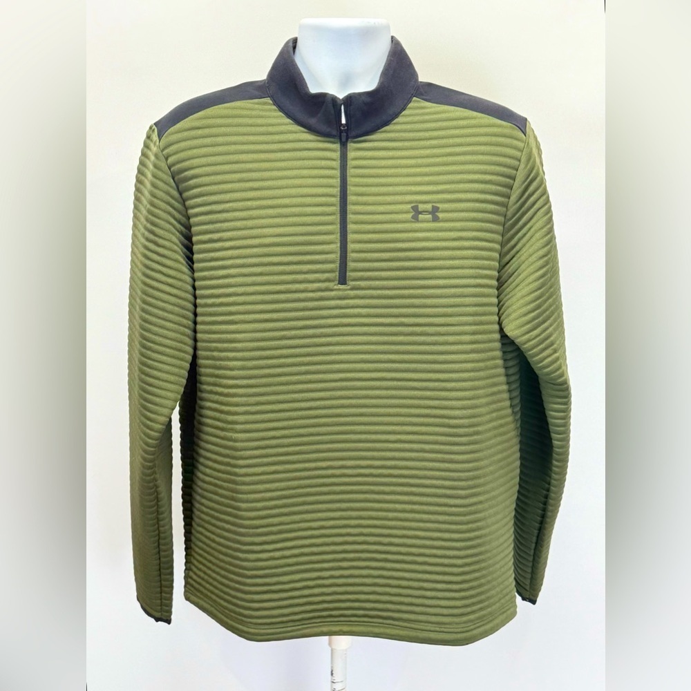 UNDER AMOUR Men’s Hunter green ribbed long sleeve 1/4 zip pullover size L